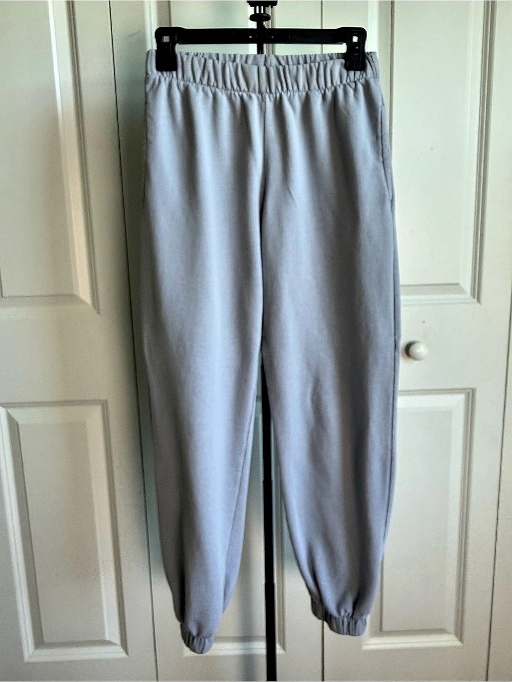 Brandy Melville Light Gray Fleece Joggers Sweatpants One Size